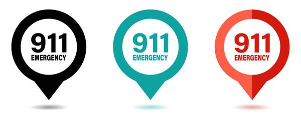 911 pointer vector icons set
