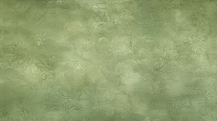 vintage green wallpaper with barely noticeable floral ornament, background with a copy space