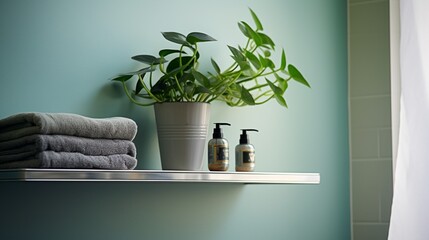 Money Plant Adorning the Bathroom Shelf, Bringing a Touch of Green Serenity ,