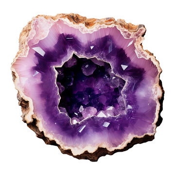 Amethyst geode slice, PNG file, Transparent Background
