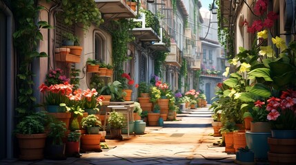 Potted Plants Beautifying the Streets and Adding Life to the Cityscape,