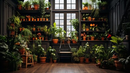 Fototapeta na wymiar Potted Plants spread Indoor,