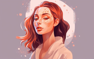Women's beauty and skin care concept illustration,created with Generative AI tecnology.