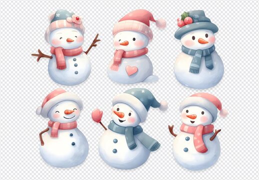 Cute Snowman Clipart Set