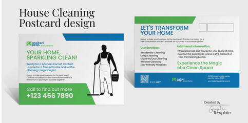 House Cleaning Postcard design Marketing Postcard Cleaning Service Postcard