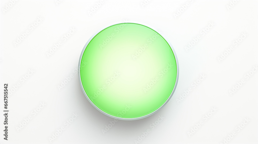 Fototapete green light fluorescent button isolated on the background of computer graphics website design