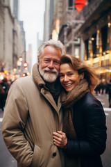 Fototapeta premium Travel photography of a mid aged couple in a big city