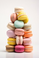 Fototapeta na wymiar Multicolored macaroons lying on top of each other on the table