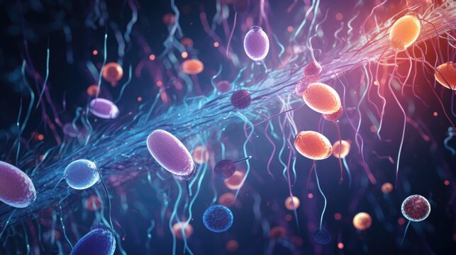 Close-up of bacteria, benign intestinal bacterial cells