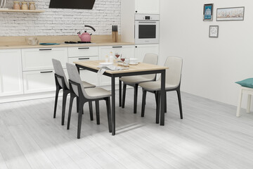 3D render of a dining table in the interior