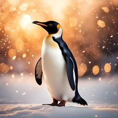 Snowy Serenity: Penguin in the Sunlight.