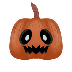 cartoon golden yellow pumpkin A scary smile welcomes Halloween.