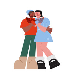 LGBTQ+ couple making heart gesture flat illustration