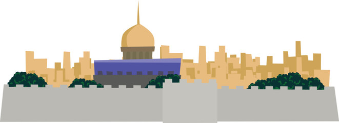 Naklejka premium Vector illustration background landscape Al Aqsa Mosque of Palestine on white background