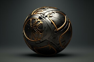 3D-rendered black sphere with abstract design. Generative AI