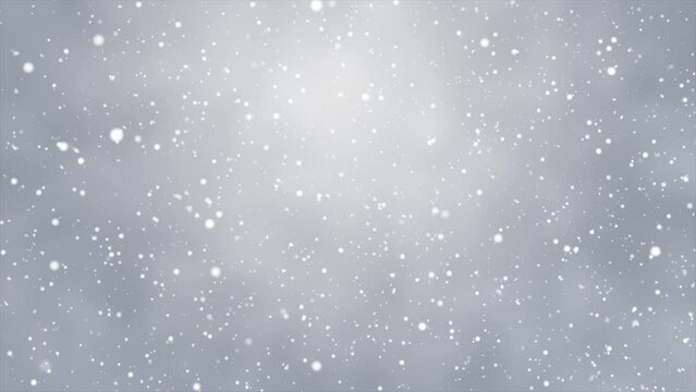 White snowfall background. Christmas snowfall background. Snow falling background. Seamless loop