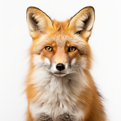 Portrait red fox, isolated on white. Wildlife nature
