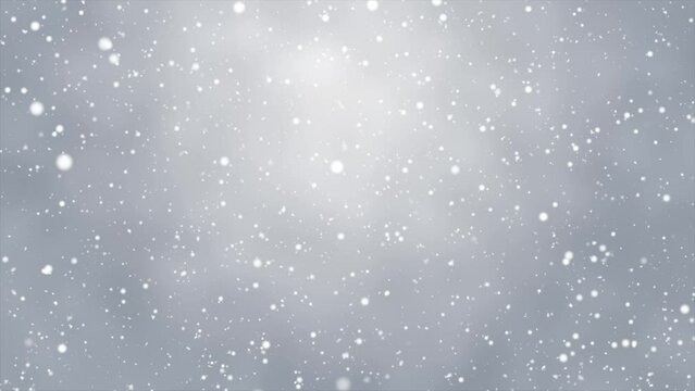 White snowfall background. Christmas snowfall background. Snow falling background. Seamless loop