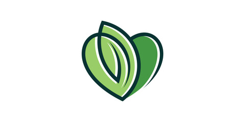 logo design combining a heart or love shape with leaves.