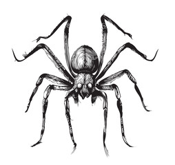 Spider insect sketch hand drawn in doodle style illustration