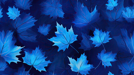 Sapphire Serenity: Blue Maple Leaves in Gentle Repose - Generative AI