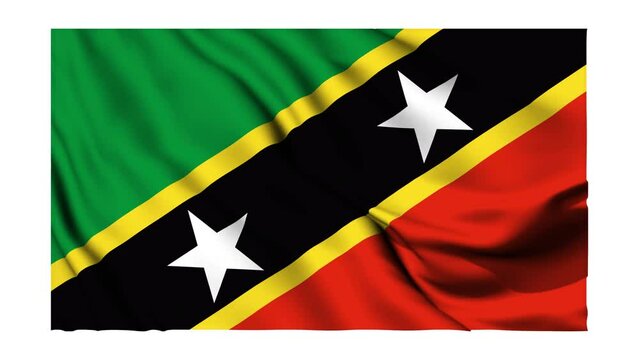 Saint Kitts and Nevis waving flag animation with alpha channel transparent white background