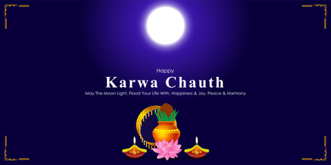 Vector illustration of Happy Karva Chauth social media feed template