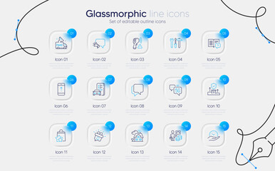 Set of 5g internet, Car registration and Smile line icons for web app. Electronic thermometer, Spanner tool, Swipe up icons. Talk bubble, Megaphone, Realtor signs. Safe time. Vector