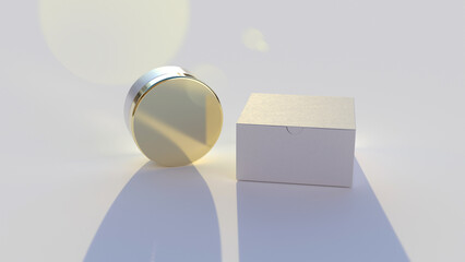 A cosmetics mock-up file through 3D rendering, simple yet tasteful and harmonious background for the product mock-up.