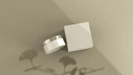 A cosmetics mock-up file through 3D rendering, simple yet tasteful and harmonious background for the product mock-up.