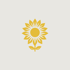 ひまわりをシンボリックに用いたシンプルかつスタイリッシュなロゴのベクター画像