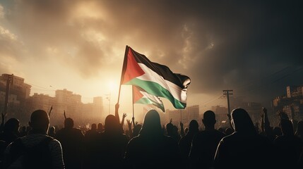 Protester Group for Palestine Freedom
 - obrazy, fototapety, plakaty