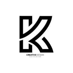 Letter K unique shape creative line art elegant monogram fashion logo idea