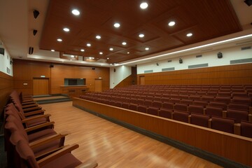 Spacious auditorium in educational institution. Generative AI