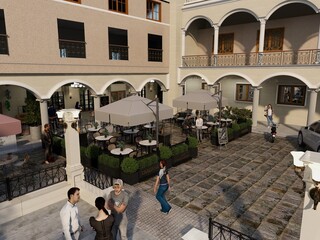BAR EN TERRAZA DE LA PLAZA DE LA CIUDAD . AMBIENTE CALIDO Y DE ESTILO CLASICO 
