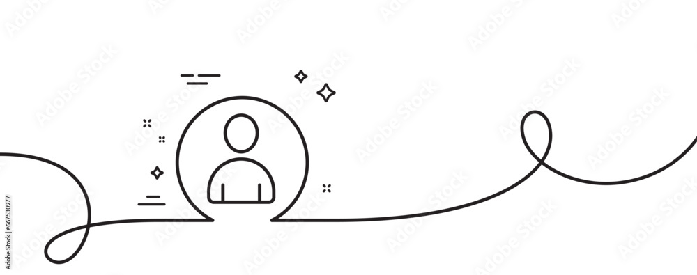 Aufkleber user line icon. continuous one line with curl. profile avatar sign. person silhouette symbol. avatar