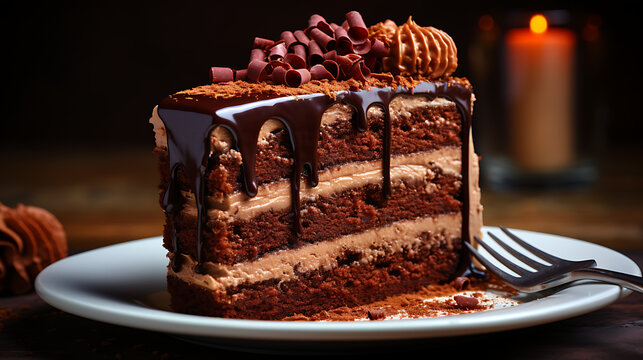 Chocolate Cake Slice Focus on the Layers