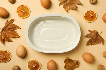 Deco for baking food with ingredients, autumn baking.