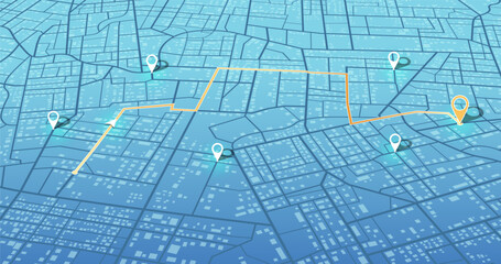 City top view. View from above the map buildings. View from above the map buildings. Detailed view of city. Decorative graphic tourist map. Abstract transportation background. Vector, illustration.