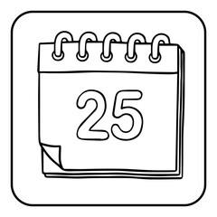 Xmas coloring advent calendar. Hand drawn vector Calendar date