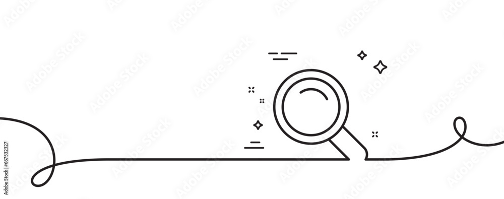 Aufkleber search line icon. continuous one line with curl. magnifying glass sign. enlarge tool symbol. search 