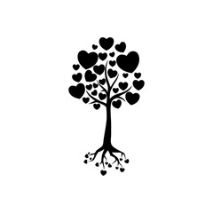 Tree with leafs of hearts icon isolated on transparent background