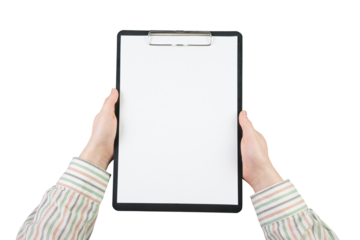 Businessman holding empty sheet of paper