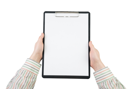 Businessman holding empty sheet of paper - Powered by Adobe