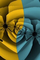 Fototapeta premium yellow and turquoise spiral on black background