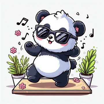 china funny cute happy face black and white panda bear baby animal eating bamboo sitting standing playing sleeping cartoon sticker card vector illustration. adorable asia nature forest zoo wildlife