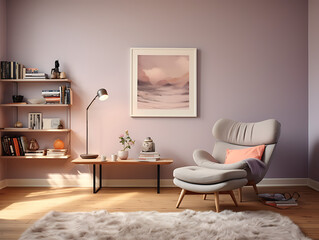 Scandinavian Living Room with Laminate Tiles and Mauve Walls