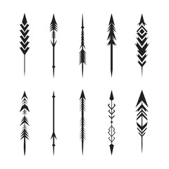 Set of Directional Arrows, Black and White Arrow Bundle Vector