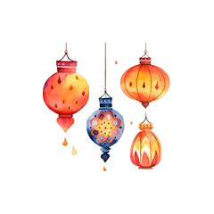 Colorful watercolor diwali lantern