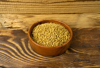 Fenugreek Seeds Isolated, Dry Trigonella, Spicy Methi Dana Grains, Indian Kitchen Seasoning Ingredient
